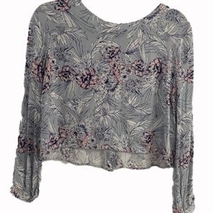 ASTR Long Sleeve Blue Blouse with Back Buttons